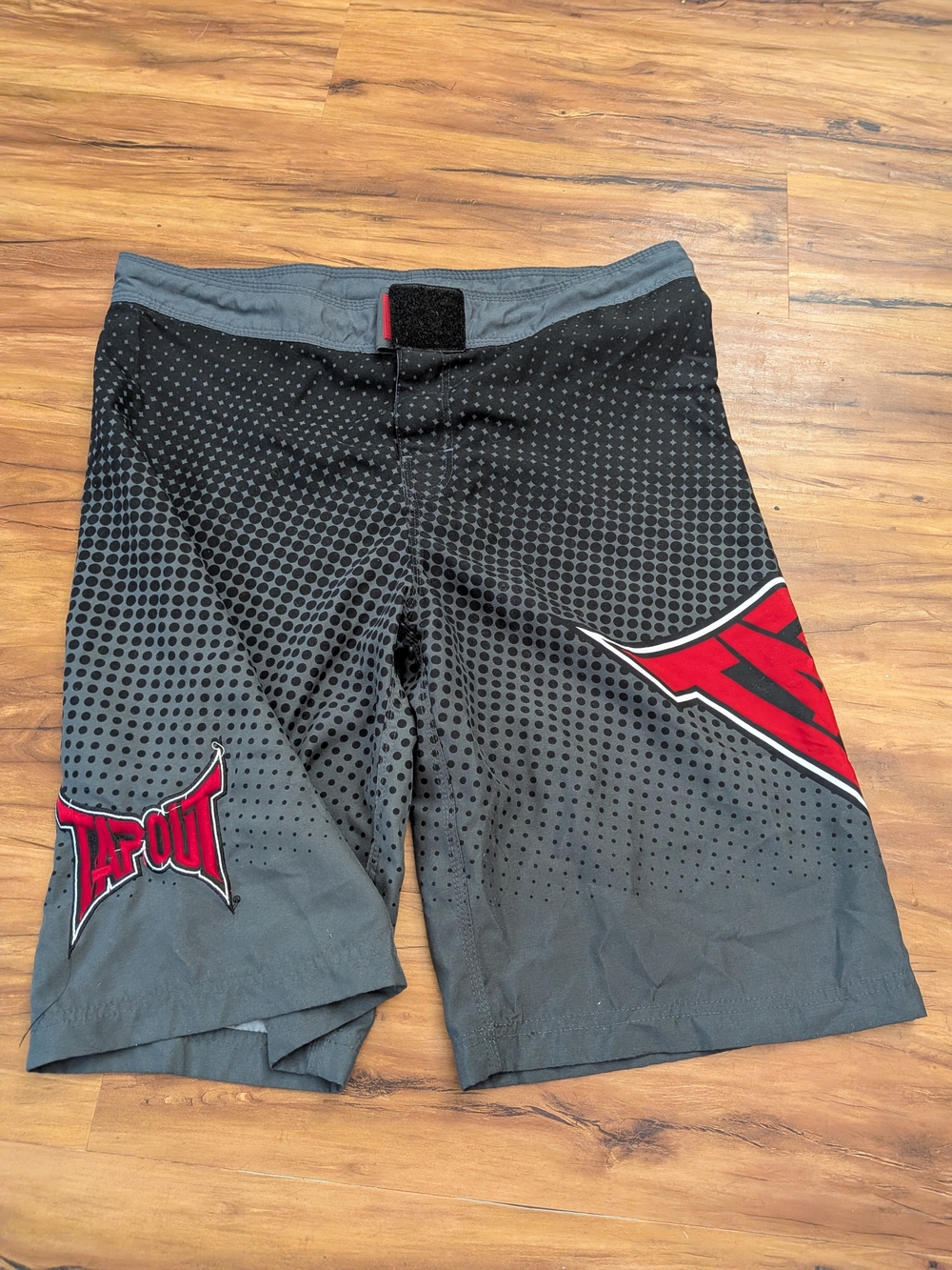 Tapout Gray & Black MMA Swim Shorts, Trunks with Red Accents, Men's Size 20
